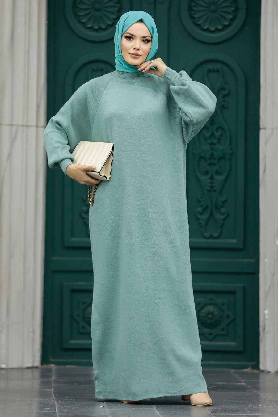 Neva Style - Mint Long Knitwear Dress 34293MINT