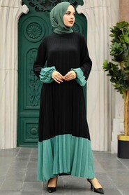  Mint Long Muslim Dress 76842MINT - Thumbnail