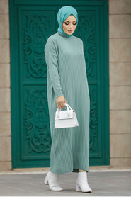  Mint Long Muslim Knitwear Dress 33671MINT - 3