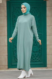  Mint Long Muslim Knitwear Dress 33671MINT - 1