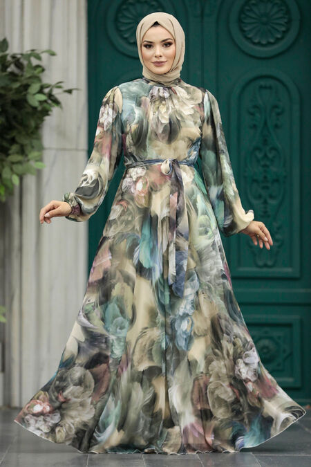  Mint Muslim Long Dress Style 30058MINT - NEVA STYLE