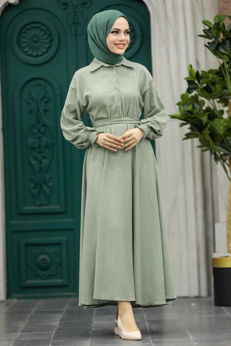  Mint Muslim Long Dress Style 5858MINT - NEVA STYLE