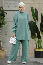 Neva Style - Mint Women Knitwear Dual Dress 34341MINT - Thumbnail