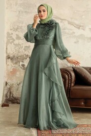  Modern Almond Green Hijab Evening Dress 22321CY - 1