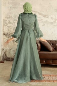 Modern Almond Green Hijab Evening Dress 22321CY - 4