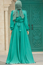  Modern Almond Green Islamic Clothing Wedding Dress 40621CY - 3