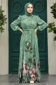  Modern Almond Green Modest Islamic Clothing Prom Dress 39211CY - 1