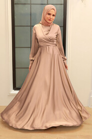  Modern Beige Hijab Bridesmaid Dress 33871BEJ - NEVA STYLE