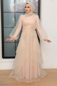  Modern Beige Islamic Clothing Prom Dress 22480BEJ - 2