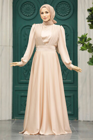  Modern Beige Islamic Clothing Wedding Dress 40621BEJ - 2