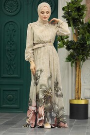  Modern Beige Modest Islamic Clothing Prom Dress 39211BEJ - 2