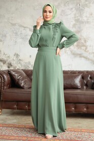  Modern Almond Green Islamic Dress 37351CY - 2
