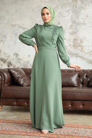  Modern Almond Green Islamic Dress 37351CY - 1