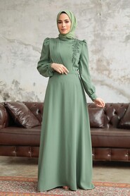  Modern Almond Green Islamic Dress 37351CY - 3