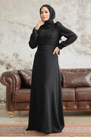  Modern Black Islamic Dress 37351S - 3