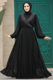  Modern Black Modest Prom Dress 22153S - 1