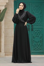  Modern Black Modest Prom Dress 22153S - 2