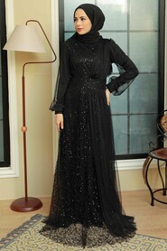  Modern Black Muslim Wedding Gown 5696S - 1