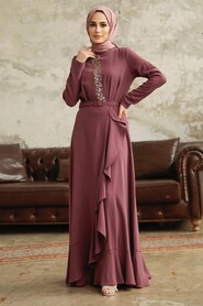  Modern Brown Hijab Wedding Dress 37320KH - 2
