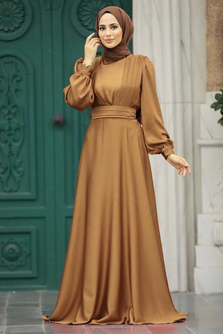 Neva Style - Modern Camel Islamic Clothing Wedding Dress 40621C