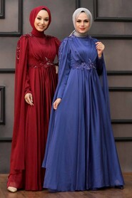  Modern Claret Red Hijab Bridesmaid Dress 22130BR - 4