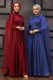  Modern Claret Red Hijab Bridesmaid Dress 22130BR - 5