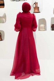  Modern Claret Red Hijab Evening Dress 22321BR - 5