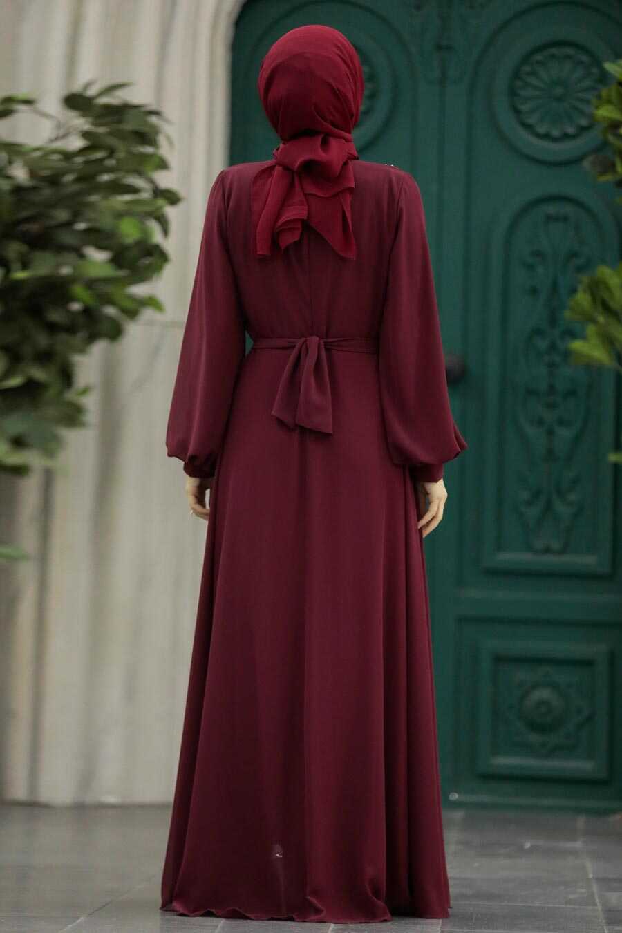 Neva Style - Modern Claret Red Modest Prom Dress 22153BR