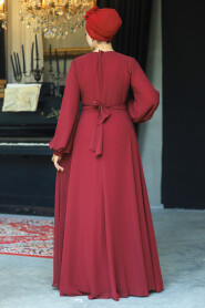  Modern Claret Red Modest Prom Dress 22153BR - 2