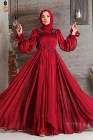  Modern Claret Red Muslim Fashion Evening Dress 21910BR - 1