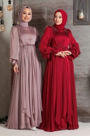  Modern Claret Red Muslim Fashion Evening Dress 21910BR - 2