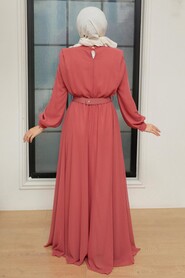  Modern Coral Muslim Bridesmaid Dress 36050MR - 3
