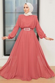  Modern Coral Muslim Bridesmaid Dress 36050MR - 1