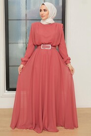  Modern Coral Muslim Bridesmaid Dress 36050MR - 2