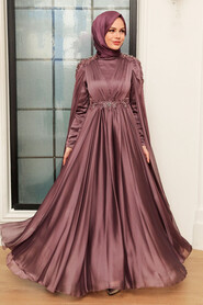  Modern Dark Dusty Rose Hijab Bridesmaid Dress 22130KGK - 2