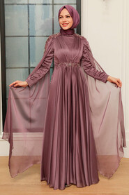  Modern Dark Dusty Rose Hijab Bridesmaid Dress 22130KGK - 5