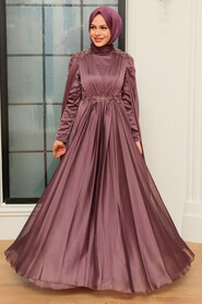  Modern Dark Dusty Rose Hijab Bridesmaid Dress 22130KGK - 4