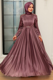  Modern Dark Dusty Rose Hijab Bridesmaid Dress 22130KGK - 3