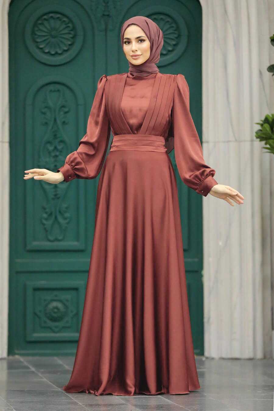 Neva Style - Modern Dark Dusty Rose Islamic Clothing Wedding Dress 40621KGK