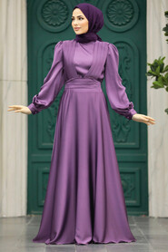  Modern Dark Lila Islamic Clothing Wedding Dress 40621KLILA - 2