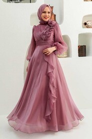  Modern Dusty Rose Hijab Evening Dress 22321GK - 2