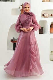  Modern Dusty Rose Hijab Evening Dress 22321GK - 1