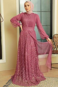  Modern Dusty Rose Muslim Wedding Gown 5696GK - 2