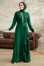  Modern Emerald Green Hijab Wedding Dress 37320ZY - 2