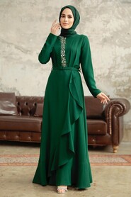  Modern Emerald Green Hijab Wedding Dress 37320ZY - 1