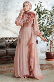  Modern Gold Hijab Evening Dress 22321GOLD - 2