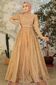  Modern Gold Islamic Clothing Engagement Dress 2294GOLD - 2