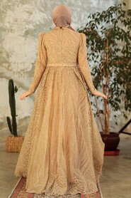  Modern Gold Islamic Clothing Engagement Dress 2294GOLD - 3