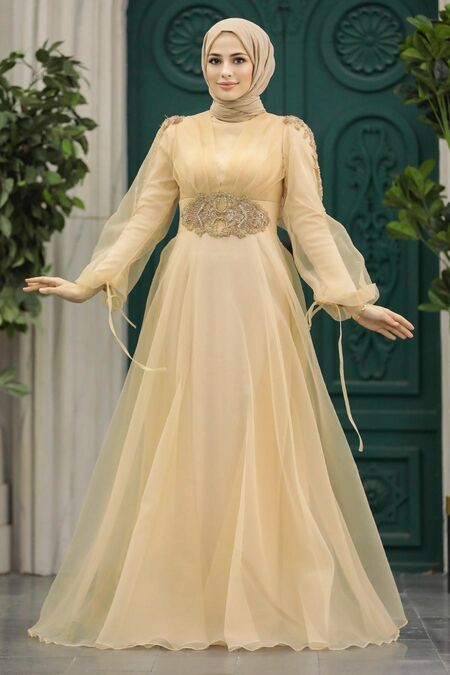  Modern Gold Islamic Wedding Gown 2249GOLD - NEVA STYLE