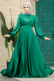 Neva Style - Modern Green Islamic Clothing Wedding Dress 40621Y - Thumbnail
